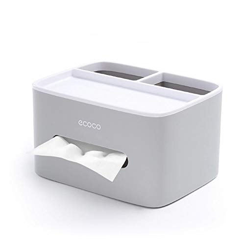 Multifunction Rectangular Tissue Holder Cover Case Facial Tissue Paper Box Napkins Dispenser Container Stylish Remote Control Desk Storage for Living Room Bedroom Dressers Home Office (Grey) by Rain House - Image 7