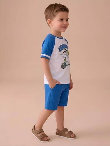 Image of POLKA TOTS 100% Pure Cotton T-Shirt and Shorts Combo For Boys | Summer Dress & Beach Wear for Boys and Toddlers | Breathable Premium Fabric Co-Ord Set Kids | Relaxed Fit Casual Summer Outfit for Kids