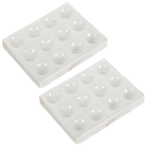 Ciieeo Placa De Cerámica Para Experimentos Químicos 12 Orificios, Color Blanco y Negro, Resistente Para Laboratorio De Química, Juego De 2 Placas De Reacción Para Pruebas Científicas