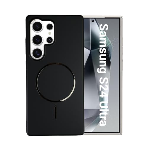 Image of AIBEX Ultra-Thin Mag-Saf Back Cover Case Compatible with Samsung S24 Ultra| Slim Fit Scratch-Resistant Matte | Magnetic Wireless Charging | Microfibre Lining | Camera Protection (PC Material) - Black
