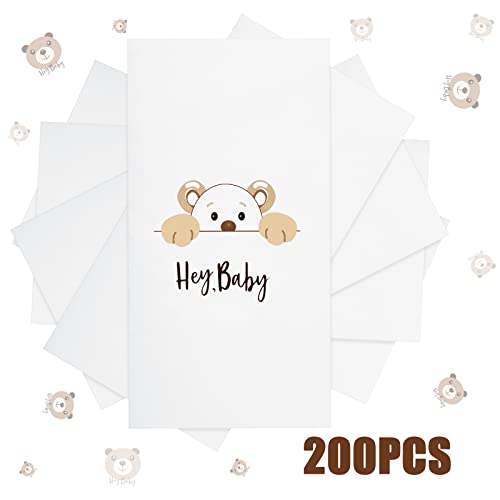 100 Pcs Baby Shower Guest Napkins Cocktail Napkins Disposable Dinner Hand Napkin Gender Reveal Paper Luncheon Beverage Napkins For Baby Shower Party Decorations, 2 Ply, Folded 3.9 X 7.9 In (White) #TOP2