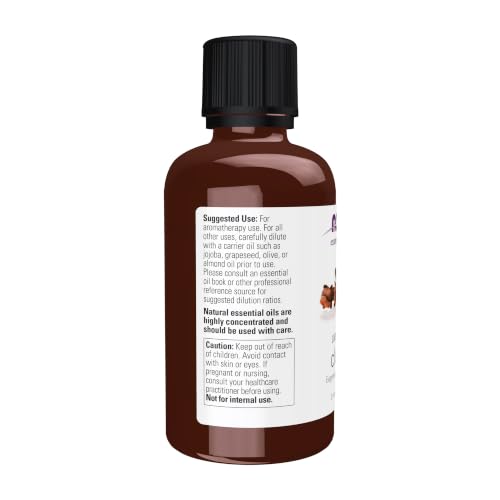 NOW Essential Oils, Clove Oil, Balancing Aromatherapy Scent, destylowany parą wodną, wegański, nakrętka zabezpieczająca