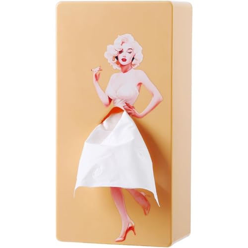 Lady Skirt Tissue Box Cover Decorative ABS Rectangle Tissue Holder for Facial Tissues Fun Vintage Pop Art Bathroom Decor Cute Tissue Dispenser Gift for Vanity Nightstand Office Desk