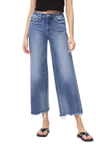 Flying Monkey Women's High-Rise Crop Wide Leg Jeans in Sagacity