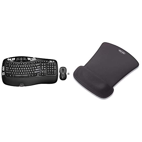 Logitech MK550 Wireless Wave Keyboard and Mouse Combo  Includes Keyboard and Mouse, Long Battery Life, Ergonomic Wave Design & Belkin WaveRest Gel Mouse Pad, Black (F8E262-BLK)