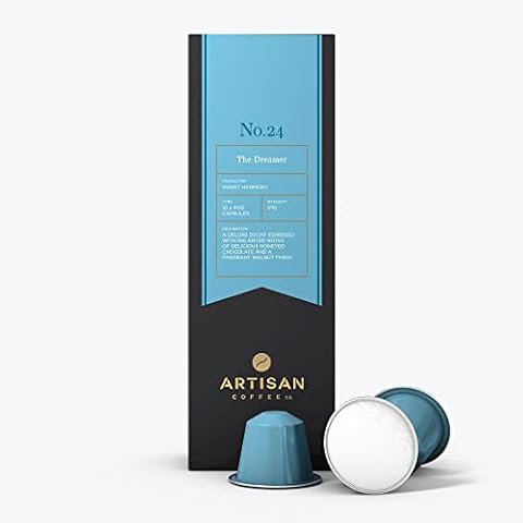 Artisan Coffee Co. The Dreamer Decaf Coffee Pods | Honeyed Chocolate and Walnut Premium Specialty Coffee | Medium Roast, 7/10 Strength | 100% Arabica | 10 Pack Cover