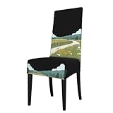 WHJSSF Funda protectora estampada con flores silvestres en el campo para silla de comedor, suave, cómoda, resistente a las arrugas, elástica que se adapta a la mayoría de sillas sin reposabrazos