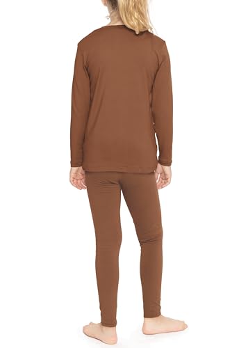 Image of STRETCH IS COMFORT Girls 2 Piece Hoodie Short Sleeve Long Sleeve Crew Neck Top and Leggings Set Kids Thermals Underwear Set