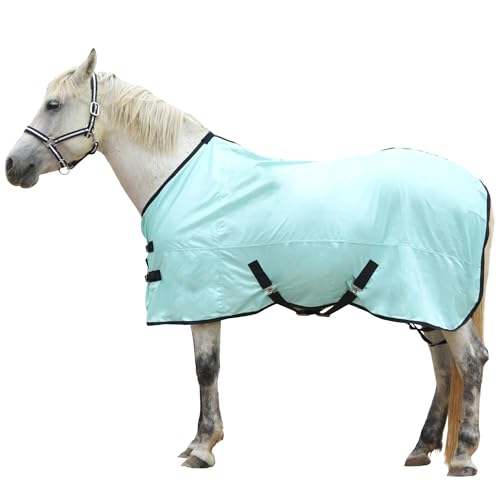 Gallopoff Horse Fly Sheet Standard Neck Comfy Mesh Fly Sheet for Horses Equine Summer Sheets UV-Protective Green 75