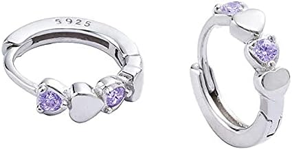 Double Love Heart Cubic Zirconia Small Hoop Earrings for Women Te...