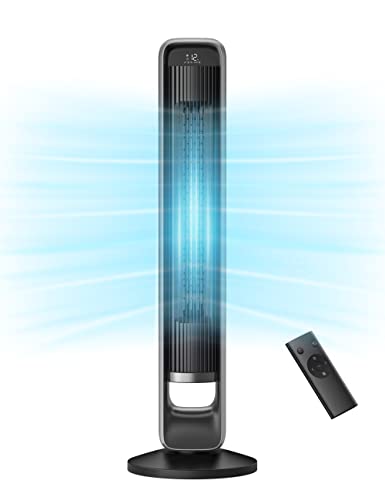 Tower Fan, 28Db 90°Oscillating Fan With Dc Motor, 12 Speed Levels, 4 Wind Modes, 12-Hour Timer, Night Light, Portable Cooling Bladeless Floor Fan With Remote For Living Room Bedroom Office，42” #TOP23