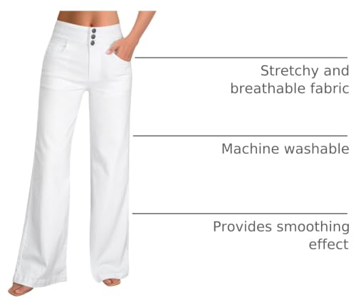 Image of roswear Women's Wide Leg Jeans Casual High Waisted Stretch Baggy Loose Denim Pants