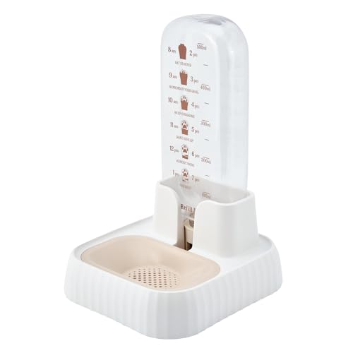 Pets Family(ペッツファミリー) ペット用 自動給水器 犬 猫 水飲み器 500ml 電源不要 みずのみ器 給水ボトル 水分補給 コードレス 組み立て簡単 お手入れ簡単 こぼれ防止 (ホワイト)