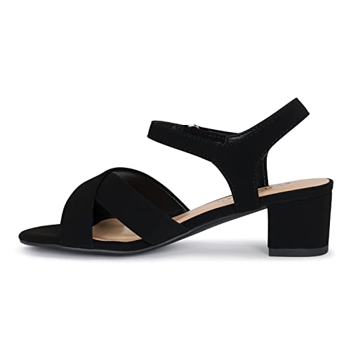 STYLISH S KHLOE-K Little Girls Round Open Toe Criss Cross Ankle Hook and Loop Strap Low Block Heel Dress Sandals2