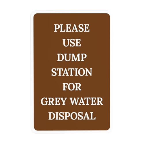 RV Waste Station Metal Tin Sign, Designated Grey Water Dump Disposal Station Campground Yard Wall Decor, 12x8 Inches Aluminum