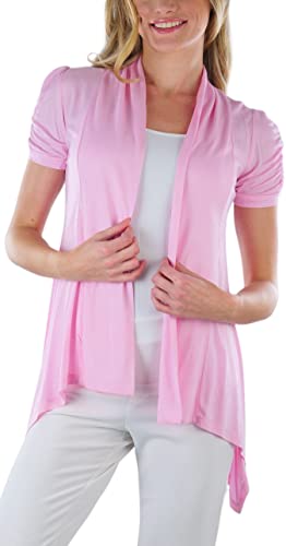 Image of ToBeInStyle Womens Open Front Casual Shrug Lightweight Layering Cardigan Sleeveless or Short Sleeve