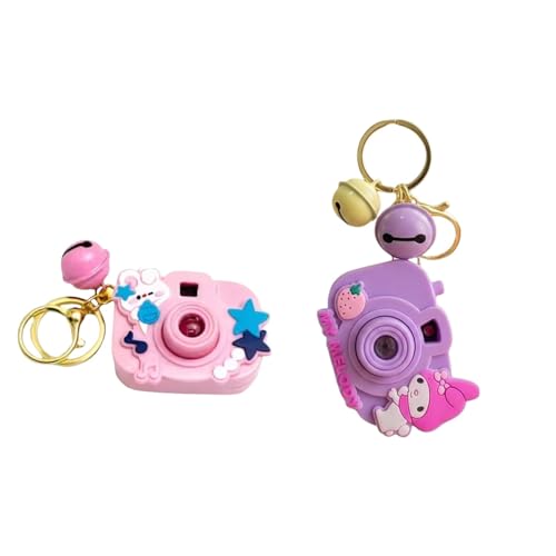 LAREX Unicorn Camera Projector Keychain with Bell Charm, Cute