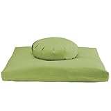 DharmaCrafts Classic Zafu and Zabuton Set (ZZSet) Meditation Cushions (Eco Sweet Grass Green)