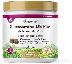 NaturVet – Glucosamine DS Plus - Level 2 Moderate Care – Supports Healthy Hip & Joint Function – Enhanced with Glucosamine, MSM & Chondroitin – for Dogs & Cats–120 Soft Chews