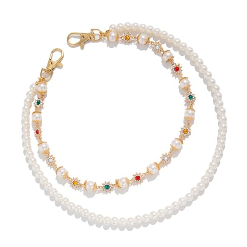 Fashionable Pearls and Floral Chain Belt Pants Chain for Women Men Elegant Design Enhances Outfit Versatility and Charm, 47cm/ 57cm, Metal, Imitation Pearls, Rhinestones, No Gemstone