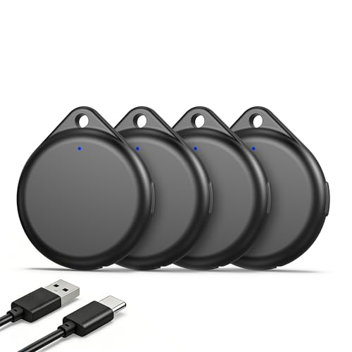 TECKNET Air Tracker Tag Schlüsselfinder, Smart Tag Kompatibel mit Apple Wo ist? APP (Nur iOS), Wiederaufladbar, Wasserdicht, Bluetooth Key Finder für Gepäck/Taschen/Key/Haustier(4er Pack)