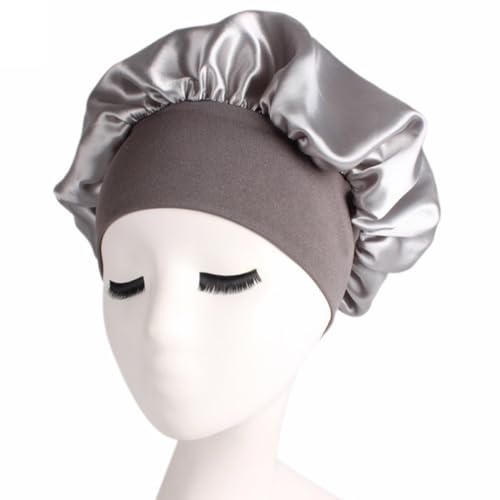 MAJORMENCH Diadema Elástica de Satén Plata de Ala Ancha para Cuidado del Cabello y Uso Profesional Casa, Gorro para Dormir y Quimioterapia Mujer