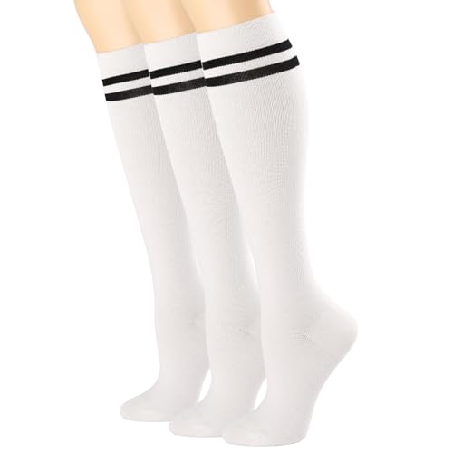 FGZ Girls Unisex Knee High Socks Seamless Cotton School Uniform Dress Socks,3 Pairs