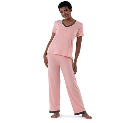 Image of Fruit of the Loom womens Short Sleeve Tee and Pant 2 Piece Sleep Set