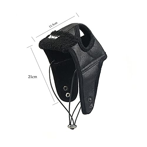 ITODA Mütze Hund Trappermütze Winter Hundemütze mit Ohrlöchern Fliegermütze Haustier Wintermütze Verstellbar Hundecap PU Leder Hundehut Warm Windschutz Haustiermütze Outdoor Fellmütze Welpen Katze