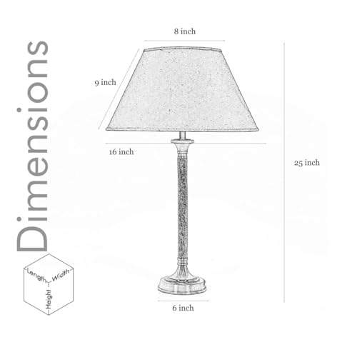 Image of Waldorf Wood and Metal Table Lamp with Black Cotton Shade | Modern Designer Bedside & Living Room Decorative Table Light (Bulb Included)