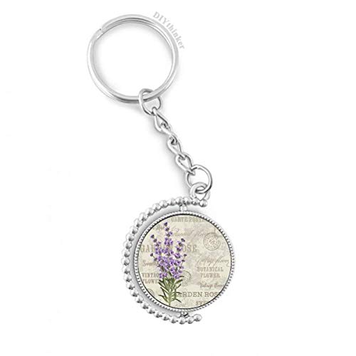 Porte-clés rotatif lavande pourpre fleur anneau de clé multicolore pour femme et homme