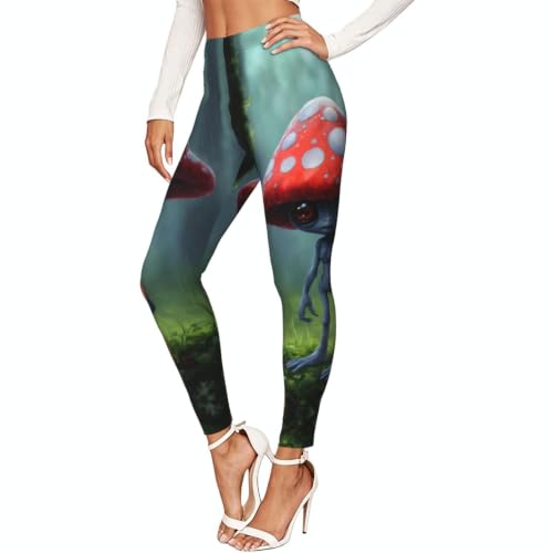 Leggings de compresión suaves de mujer con estampado de astronauta y alienígena para entrenamiento