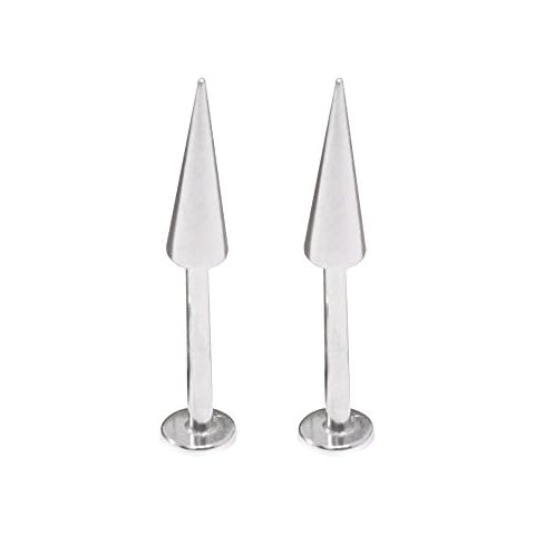 EG GIFTS Lip Stud labret Long Spike Piercing 16g 3/8" (10mm) Surgical Steel Set of 2 Cover
