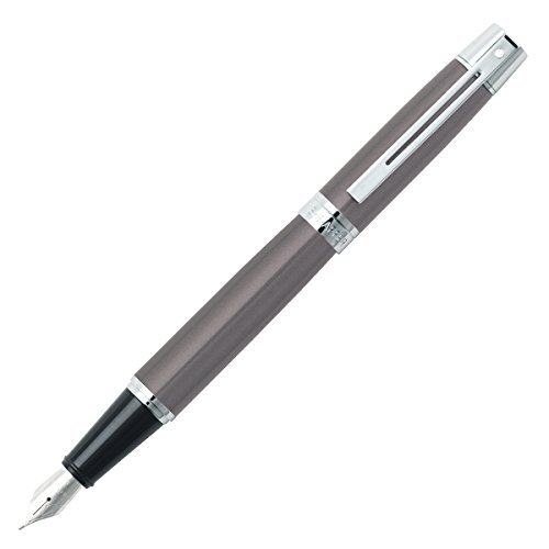 Sheaffer300, Metallic Grey, Chrome Plate Trim, Fountain Pen: Medium Nib (E0932953) by Sheaffer