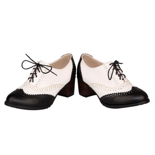 Chaussures à lacets femme en PU artificiel noir avec talon haut classique chic