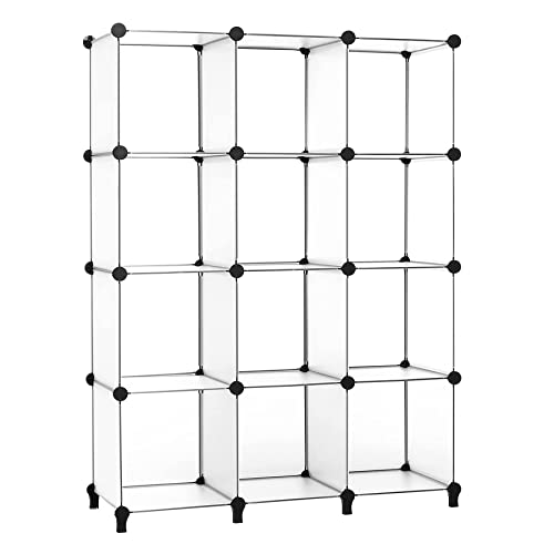 AWTATOS Sistema de estantería con 12 cubos, estante de cubos, cubo de bricolaje, estantería de...