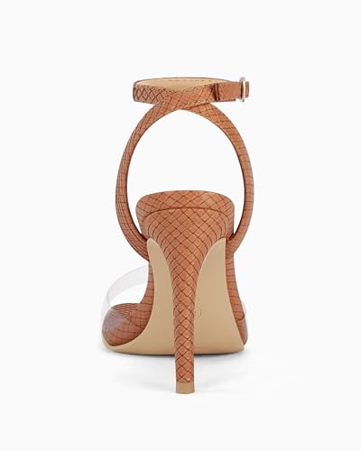 Image of Coutgo Womens Clear Heels Sandals Square Toe Ankle Strap High Heeled Stiletto