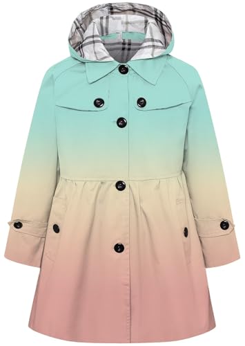 Image of Betusline Girl's Single Breasted Trench Coat Hooded Dress Coat Outerwear, 2-14 Years