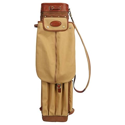 TOURBON Vintage Style Canvas and Leather Golf Bag Cover