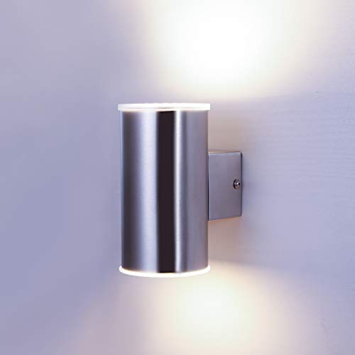 Preisvergleich Produktbild NBHANYUAN Lighting® Aussenleuchte Außenlampe LED Aussenwandleuchten für Balkon Silber Edelstahl 3000K Warmweiß Licht 220-240V