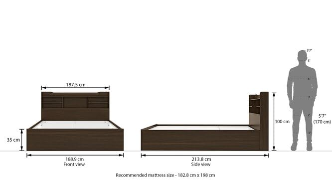 Royal Interiors Engineered Wooden King Size Bed with Box Storage | Hydraulic and Headboard Storage for Bedroom Furniture | Palang for Living Room | Double Bed Cot with Box Storage Without Mattress