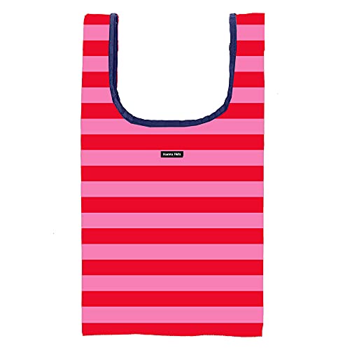 [ハンナフラ] エコバッグ Lサイズ ボーダーレッド