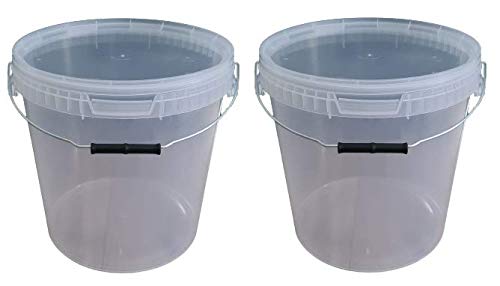 Seaux de 25 litres avec couvercle transparent lot de 2 pour stockage alimentaire empilable