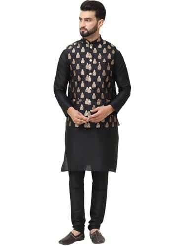 Image of SOJANYA (Since 1958 Men's Silk Blend Kurta Pyjama With Nehrujacket Set