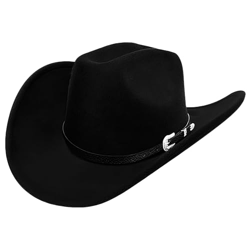 Vintage Western Cowboy Hat for Men S/M Outback Gus Cowgirl Hat Felt Roll Brim Fedora Cap for Women M