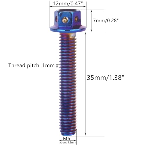 Tornillos de cabeza hexagonal acero inoxidable M6 azul para moto 2