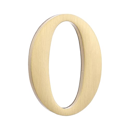 sourcing map 1.8 Inch House Letter, Brass Self-adhesive Mailbox Door Plaque, Brushed Finish Outdoor Address Sign for Office Hotel Apartments, Garden (Letter O, Gold Tone)