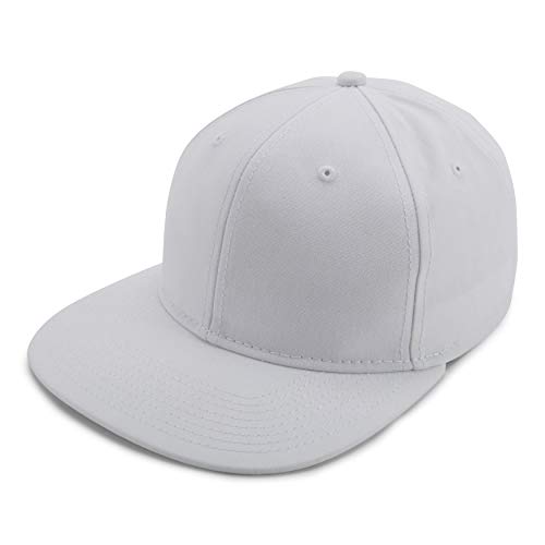 Paramount Apparel Canvas Flat Bill Cap Hat with Snap Closure (White)