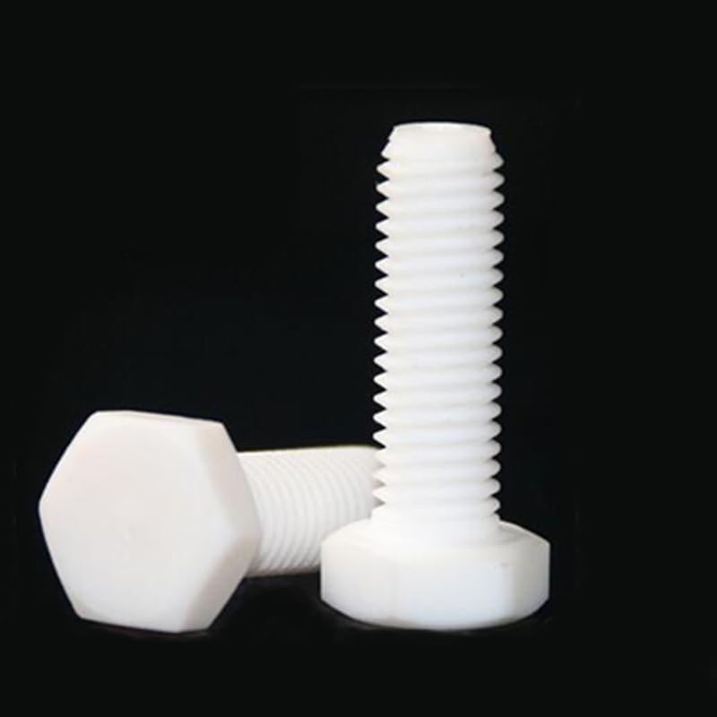 3pcs M8 outer hexagonal cylindrical head PTFE screws bolt nail White 20mm 30mm 40mm long - (Size: M8x20mm)