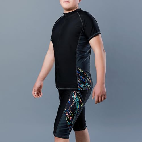 Men's Large Size Printed Summer Beach Set Swimsuit Quick Dry Short Sleeve Swim Trunks Two-Piece Set3